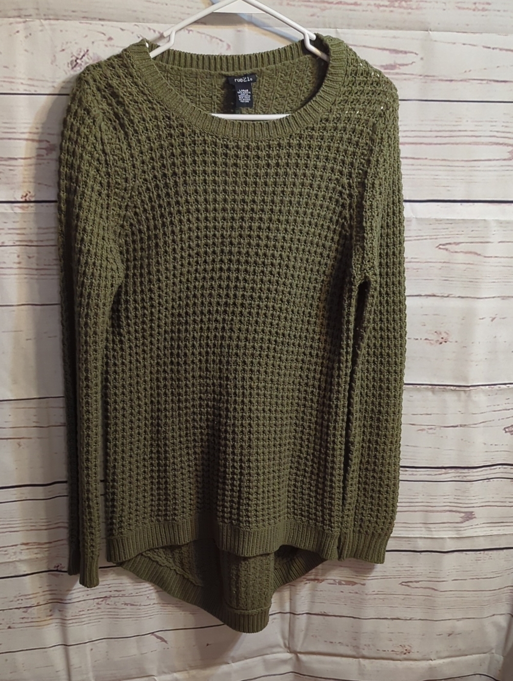 Moss Green Waffle Knit Sweater - rue21